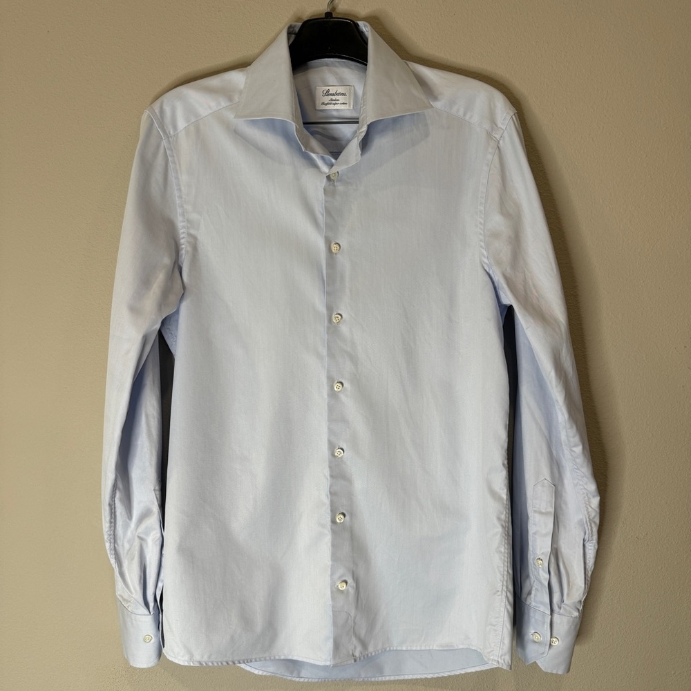 Stenströms Slimline Light Blue Twill Shirt Men’s 15 38 - Picture 1 of 9